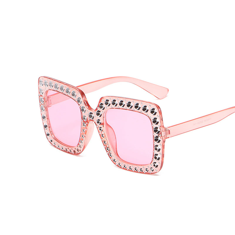 Large diamond-embellished sunglasses