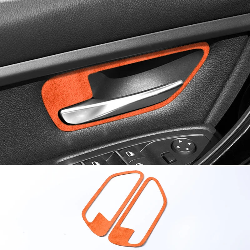BMW F30 F34 F36 Car Door Inner Handle Trim Frame Decorative Sticker Made of Alcantara 4Pcs 