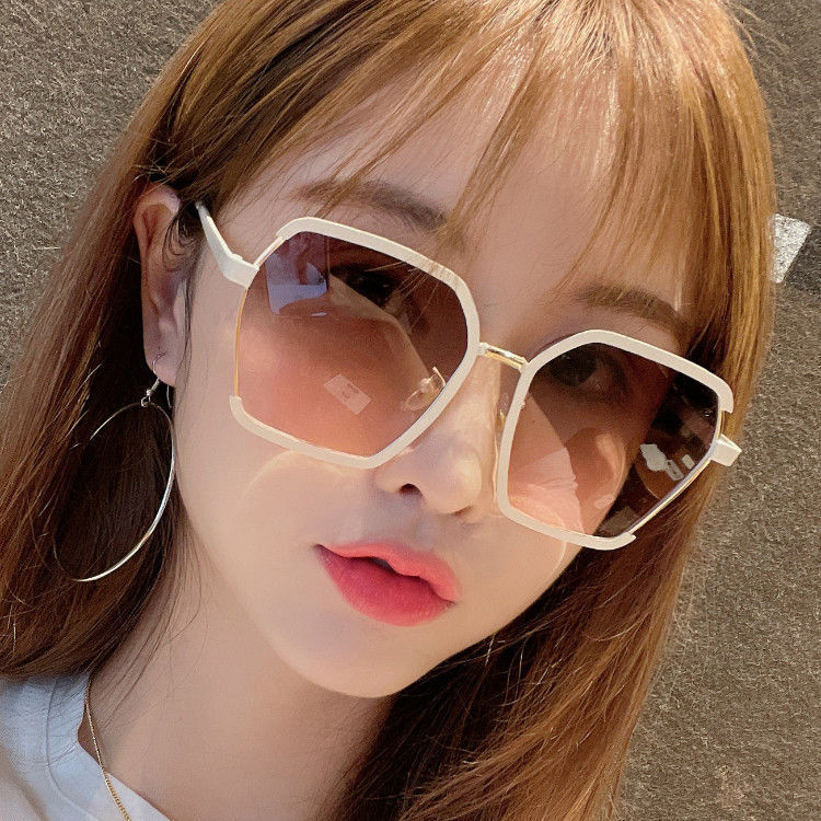 Sunglasses Oversize Metal Square Eyewear Uv400 Sunscreen Women
