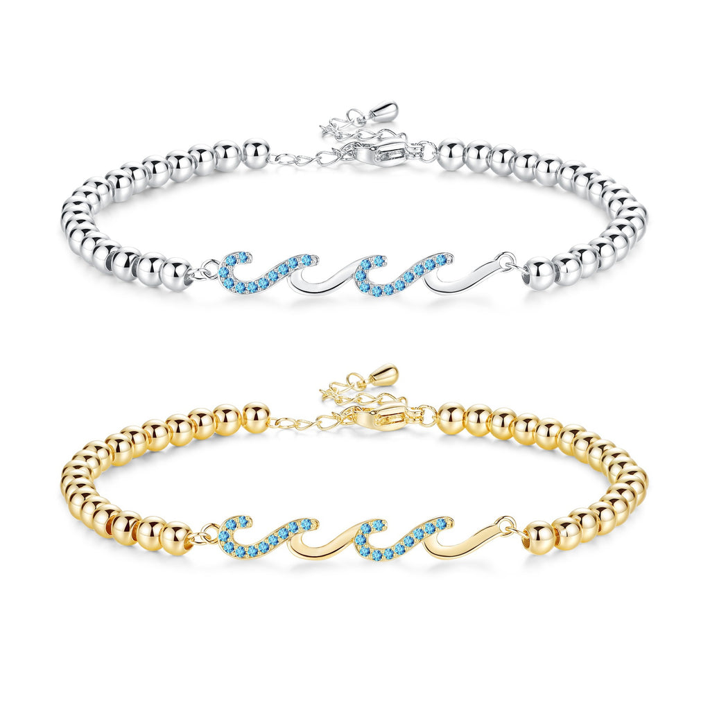 Diamond-studded Wave Bracelet For Women