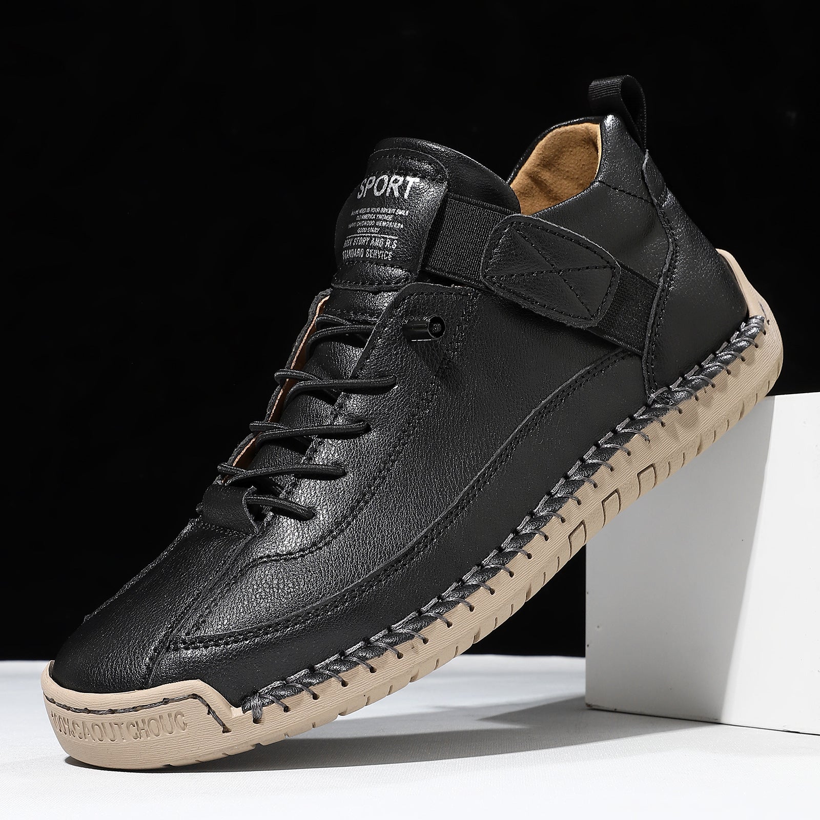 Flat-Soled Casual Hand-Stitched Mens Shoes