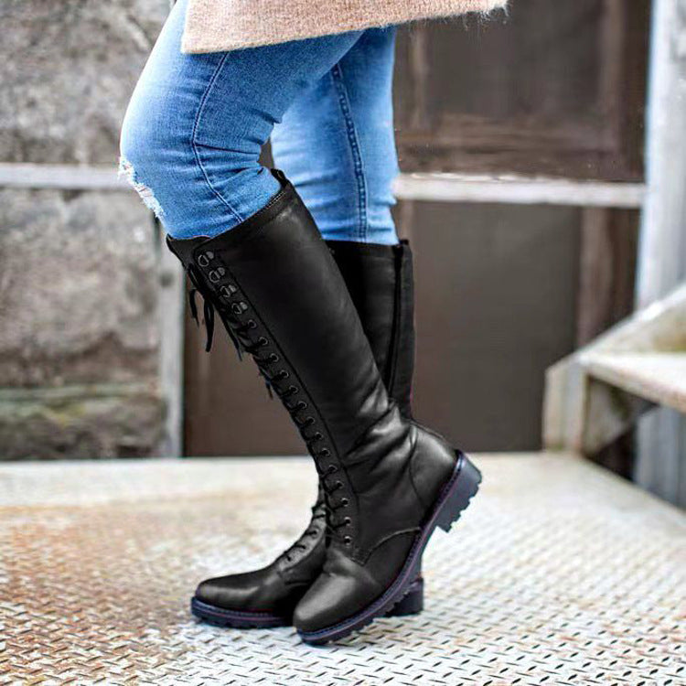 Women's Flat-bottomed Round Toe Boots