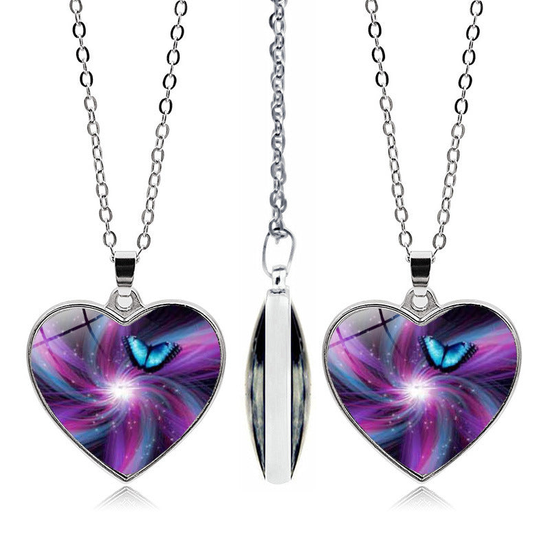 Time Gem Heart Shaped Alloy Pendant