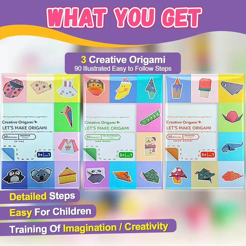 Kit with 30/96 Sheets Paper & Guide Book, DIY Craft Art for Beginners kids，Multiple difficulty level challenges 