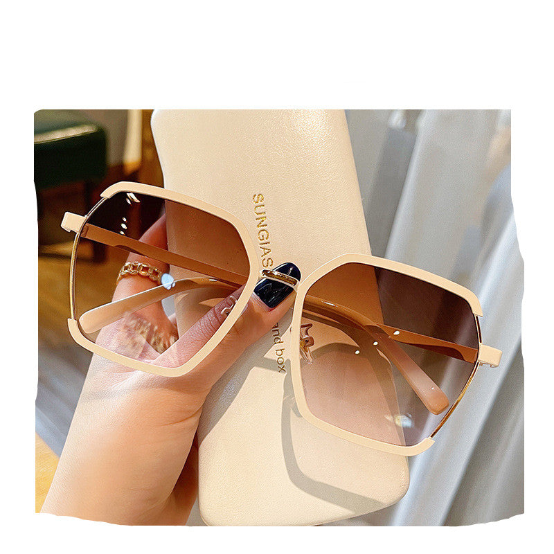Sunglasses Oversize Metal Square Eyewear Uv400 Sunscreen Women