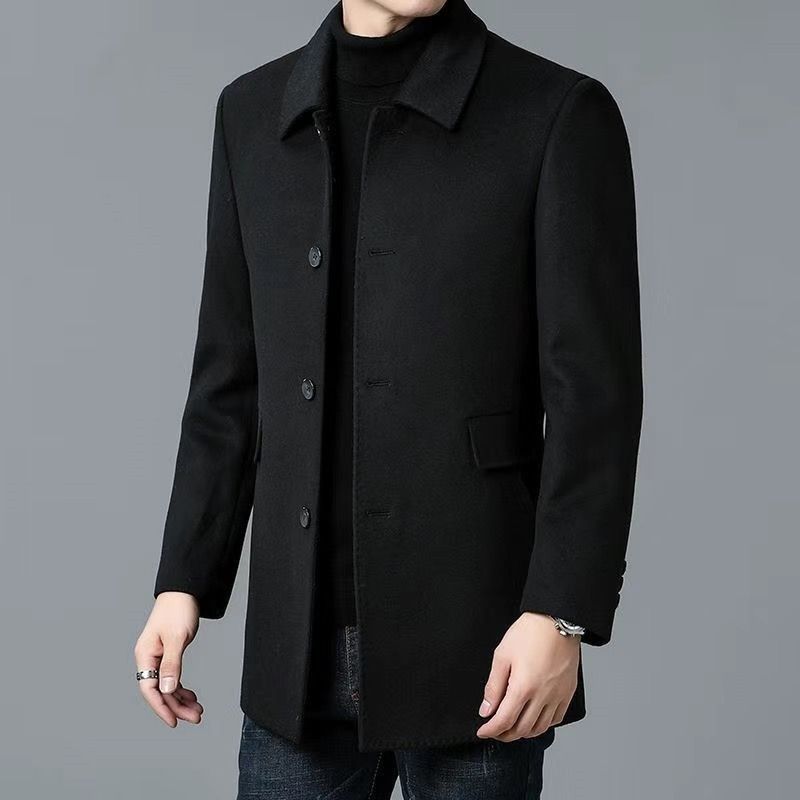 Men's Mid-length  Lapel Woolen Coat